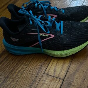 Brooks Women's Black Running Shoes with Blue and Green Accents